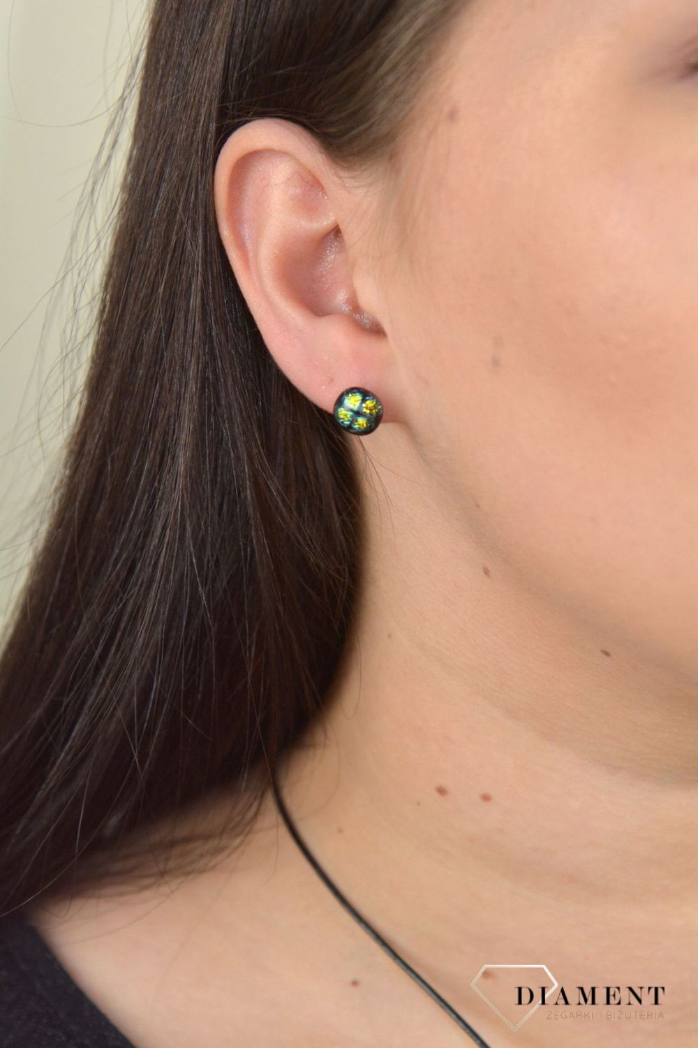 Srebrne kolczyki szkło weneckie 'Kolorowe kwadraty' Murano 33.jpg